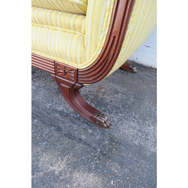 Duncan Phyfe 1940s Mahogany Hand Carved Tapestry Sofa Couch 5857 For Sale - Image 9 of 12