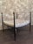 New Black Wrought Iron Curule Bench with Damask Gold & White Fabric For Sale - Image 18 of 18