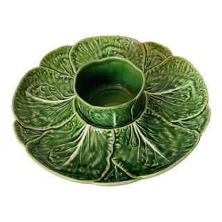 Vintage Portuguese Bordallo Pinheiro Playter With Sauce Bowl For Sale