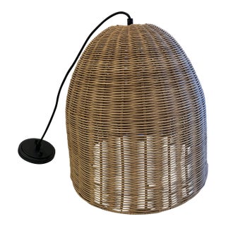 1990s Wicker Pendant Fixture For Sale