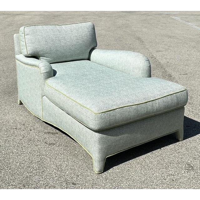 Late 20th Century Vintage Contrast Welt Chaise Lounge For Sale - Image 5 of 12