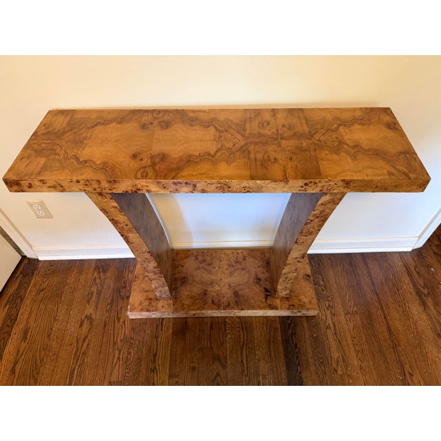 Contemporary Mid 20th Century Contemporary Burlwood Console Table For Sale - Image 3 of 3