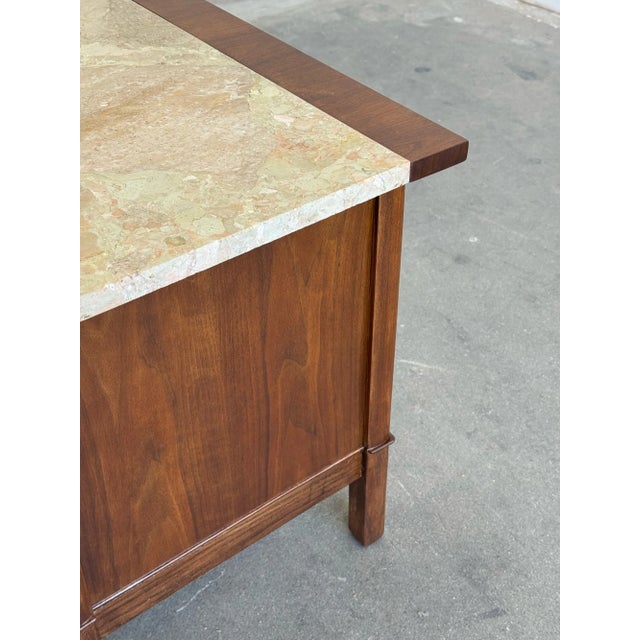 1960s Arched Walnut Credenza With Stone Inlay Top For Sale - Image 13 of 15