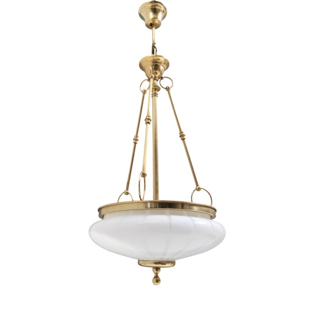 Vintage Murano Glass and Brass Ceiling Light, 1960s For Sale