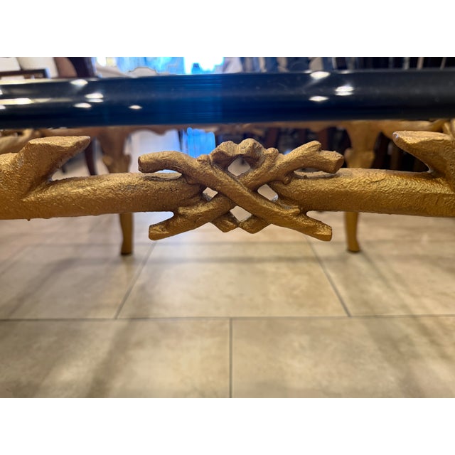 Hollywood Regency Gold Leaf Faux Bois Cocktail Table For Sale - Image 9 of 14