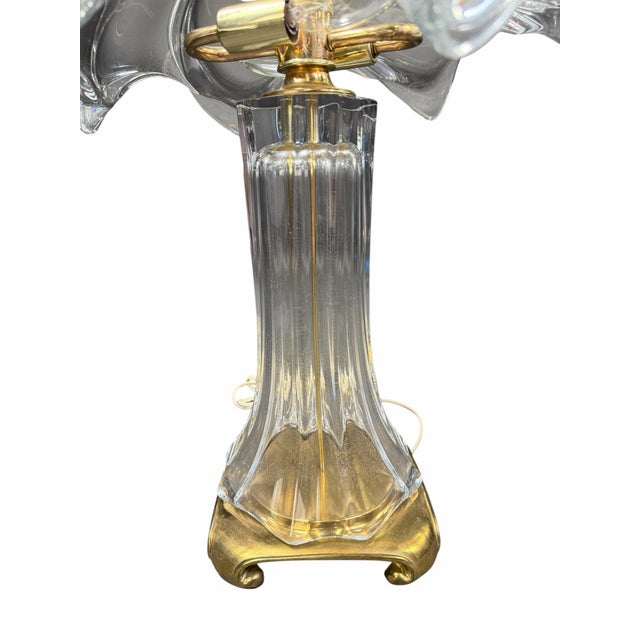 1970s Vintage Cofrac Art Verrier Style French Crystal Table Lamp For Sale - Image 5 of 12