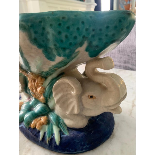 Ceramic Italian Majolica Bowl with Elephants For Sale - Image 7 of 10