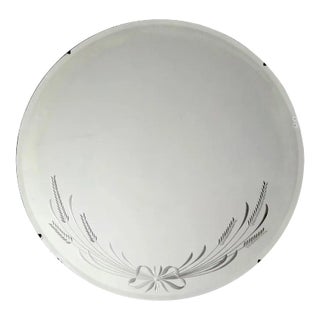 Antique Round Etched Mirror For Sale