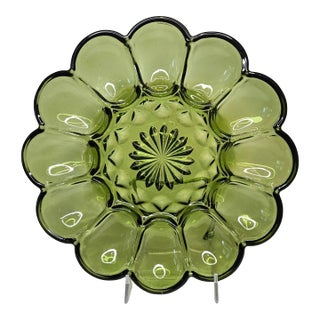 Mid Century Avocado Green Egg Platter For Sale
