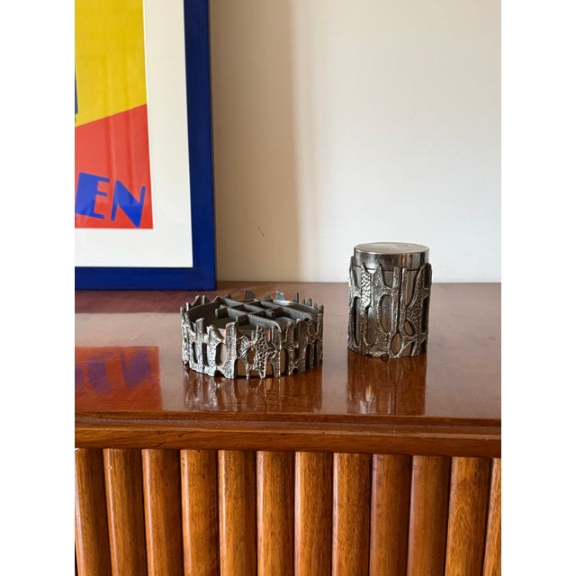 Brutalist Top Smoking Set, Ashtray and Cigars Box, Morbelli Italy 1970 For Sale - Image 10 of 11