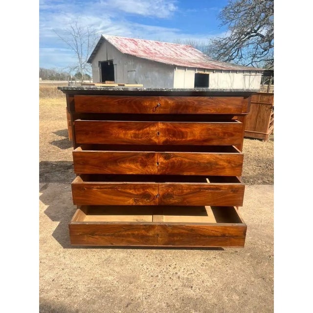 19th Century 19th Century Louis Philippe Walnut Marble Top Chest of Drawer / Commodes For Sale - Image 5 of 11