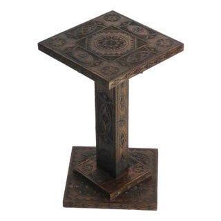 Small Antique Dutch Hand Carved Wooden Pedestal For Sale