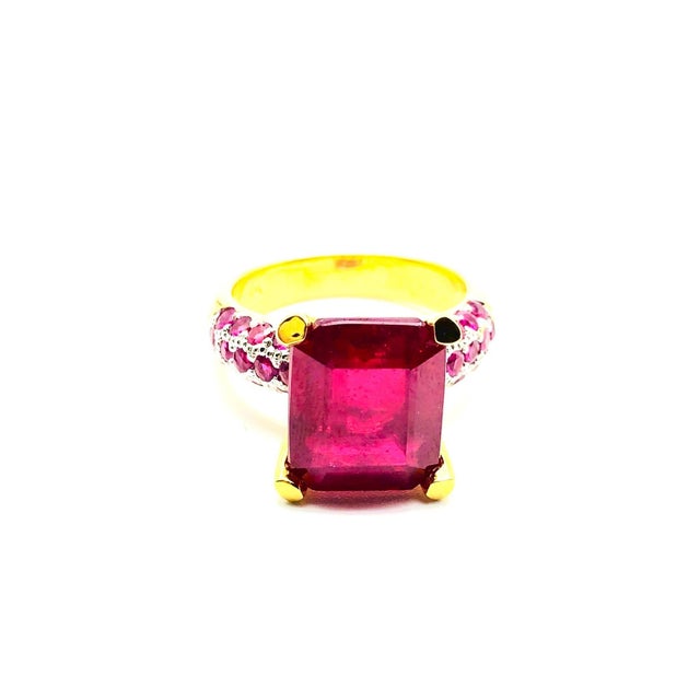 Early 21st Century Bochic "Orient" Vintage African Ruby & Diamond Ring Set 18K Yellow Gold &Silver For Sale - Image 5 of 18