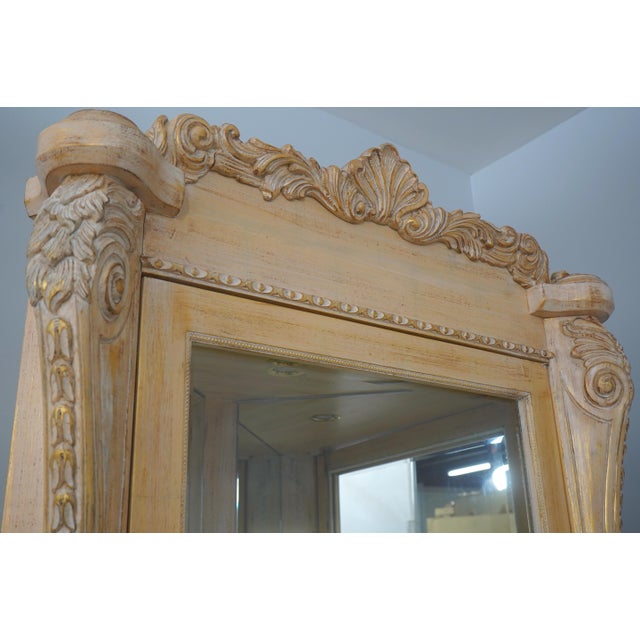 Pair French Style Gold Wash Corner China Cabinets For Sale - Image 11 of 18