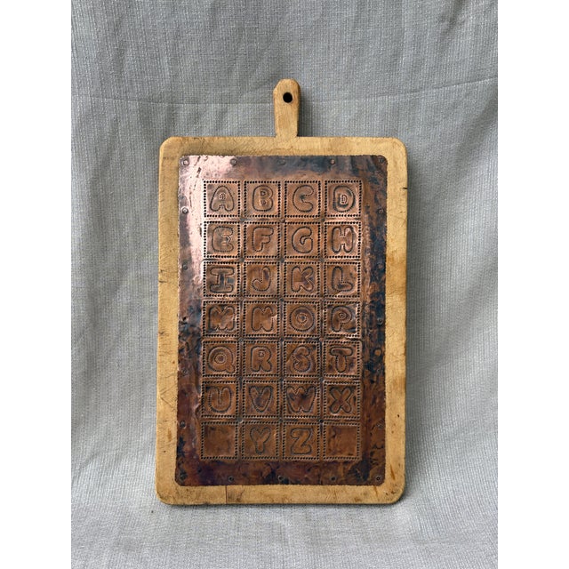 Copper Antique Copper Alphabet Wood Cutting Board For Sale - Image 8 of 18