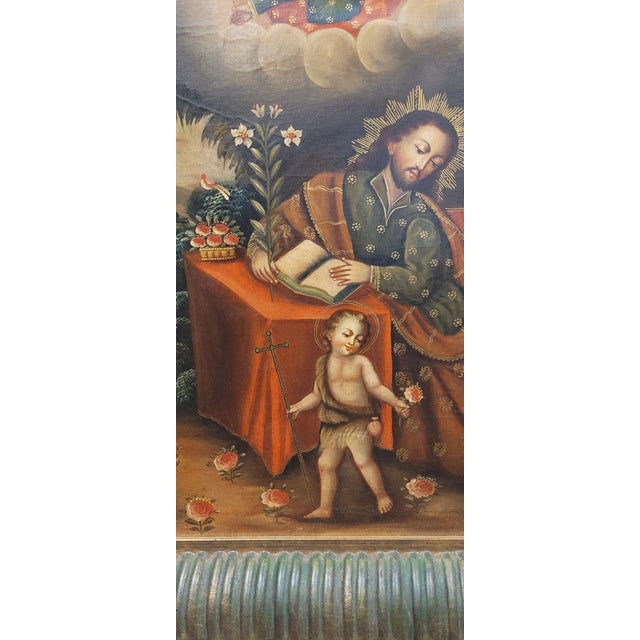 Exceptional Vintage Spanish Colonial Baroque Style Painting For Sale - Image 9 of 12