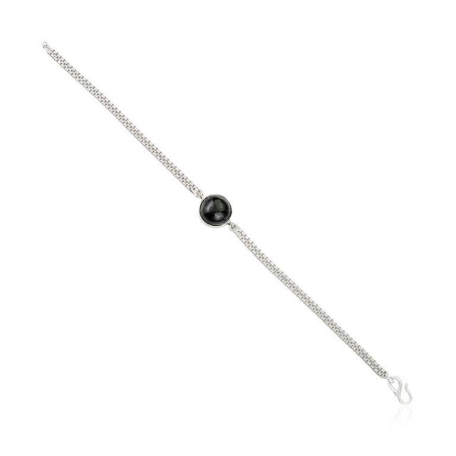 Gemstone Boho 4.9 Carats Round Cut Black Star Unisex Chain Bracelet in 925 Silver For Sale - Image 7 of 15
