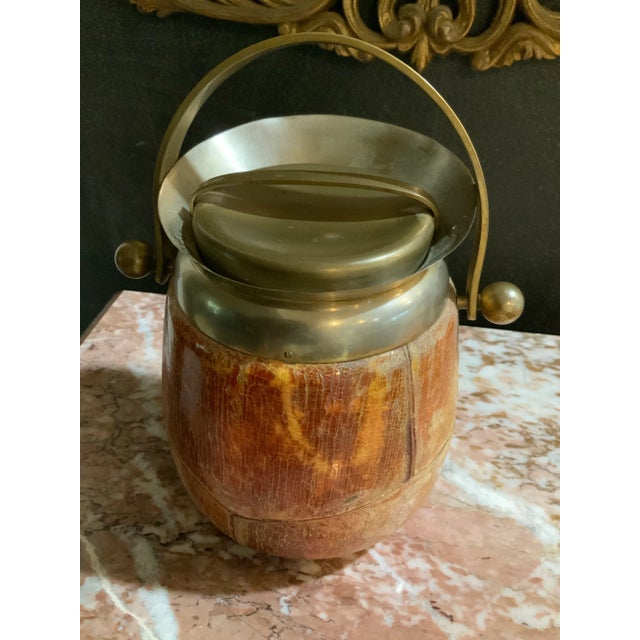 Aldo Tura Rare Vintage Barware - Early 20th Century Vintage Aldo Tura Genuine Lacquered Goatskin Ice Bucket - Antique Barware - Collector Piece For Sale - Image 4 of 11