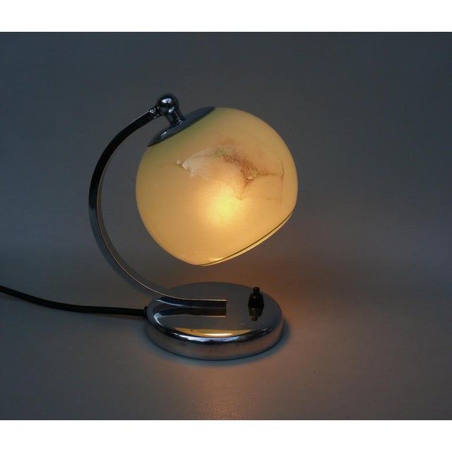 Brown Art Deco Bedside Lamp in Chrome-Plated & Glass Shade, 1930s For Sale - Image 8 of 18