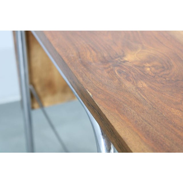 Bauhaus Children's Desk with Drop Leaf in Walnut and Chrome, 1930s For Sale - Image 12 of 17