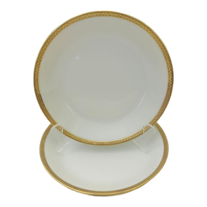 Vintage Set of 3 Gold Trim Vignaud Limoges Soup Bowls