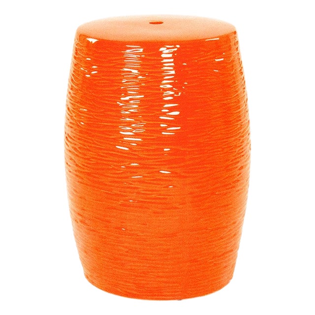 Sinclair Orange Glaze Ripple Garden Stool For Sale