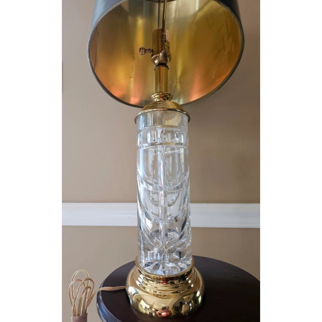Metal Waterford Overture Table Lamp in Cut Crystal and Brass For Sale - Image 7 of 11