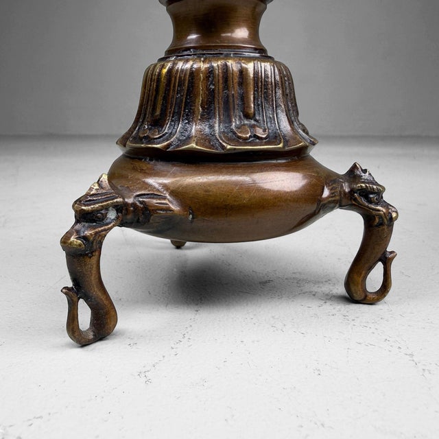 Japanese Altar Candlesticks with Cranes, 1960s, Set of 2 For Sale - Image 10 of 12
