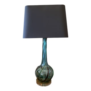 Mid-Century Modern Tricolor Blue Green Twist Murano Lamp For Sale