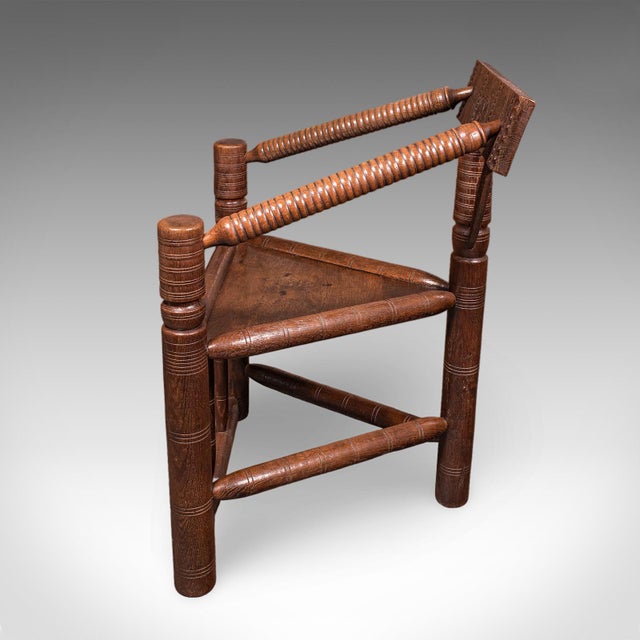 Late 19th Century Antique Turner's Armchair, English, Oak, Old Saxon Chair, Elbow Seat, Victorian For Sale - Image 5 of 10