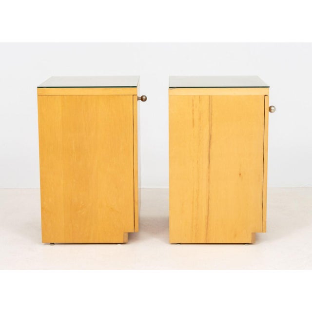 Brown Art Deco Style Blonde Wood Cabinets, Pair For Sale - Image 8 of 9
