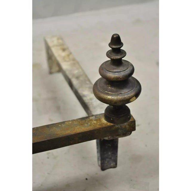 Vintage Beethoven Face French Rococo Brass Cannonball Fireplace Andirons - Pair For Sale - Image 11 of 12