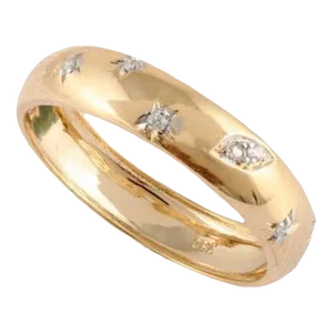 Diamond Studded Celestial Ring in 18kt Solid Yellow Gold Ring Size 7 (All Sizes Available)