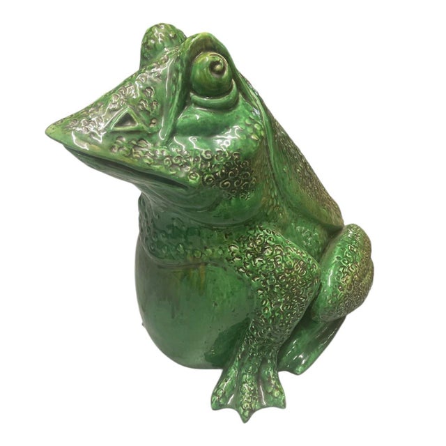 Make a bold, whimsical statement with this monumental Italian ceramic frog. Standing an impressive 23 inches tall, this...
