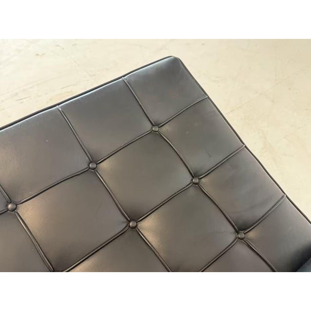 Black Leather Barcelona Chair by Ludwig Mies van der Rohe for Knoll Inc. For Sale - Image 8 of 18