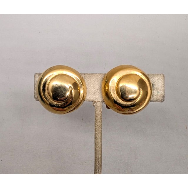 Lanvin Vintage 1980s Signed Lanvin Paris Round Domed Swirl Clip Earrings-2 Pieces For Sale - Image 4 of 8