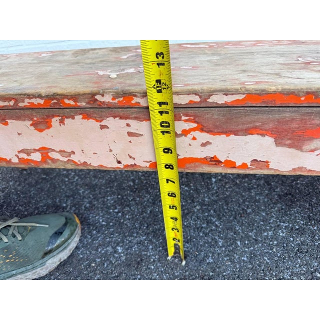 Antique Early American Rustic Style Painted Bench For Sale - Image 9 of 15