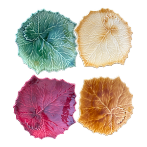 Vintage Williams Sonoma Italian Majolica Leaf Plates – Set of Four