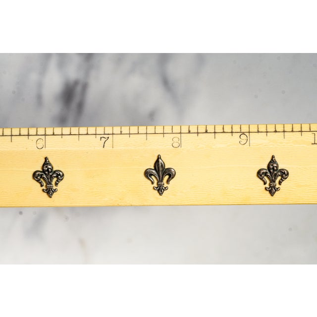 Metal Victorian Antique French Fleur De Lis Desk Ruler Silver Appliqué 12 Inch For Sale - Image 7 of 12