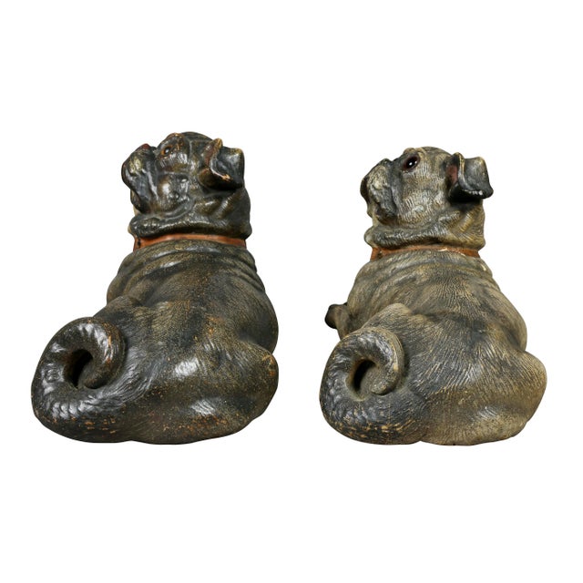 Two Terracotta Figures of Reclining Pug Dogs For Sale In Boston - Image 6 of 10