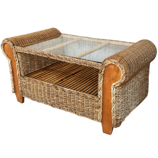 Mid 20th Century Rattan and Wood Coffee Table For Sale - Image 15 of 18