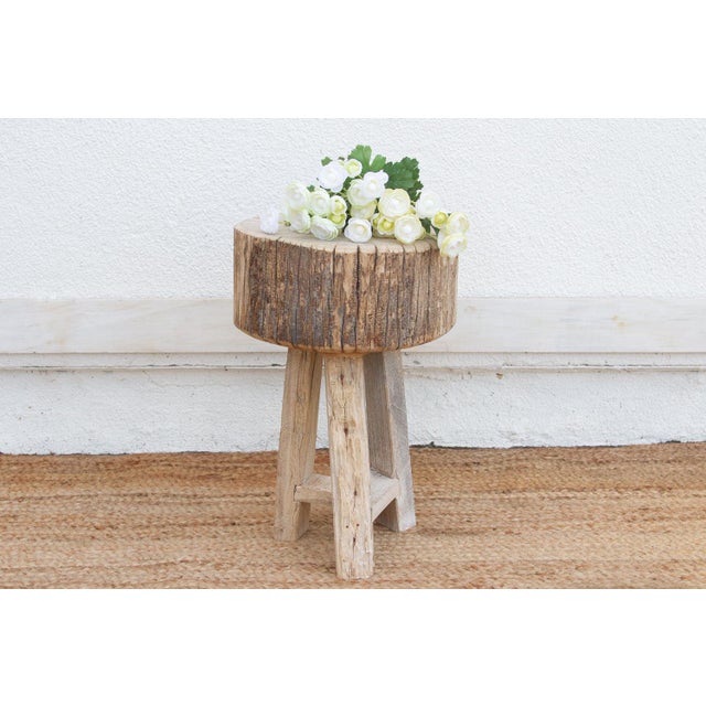 Thick Top Rustic Round Side Table For Sale In Los Angeles - Image 6 of 6