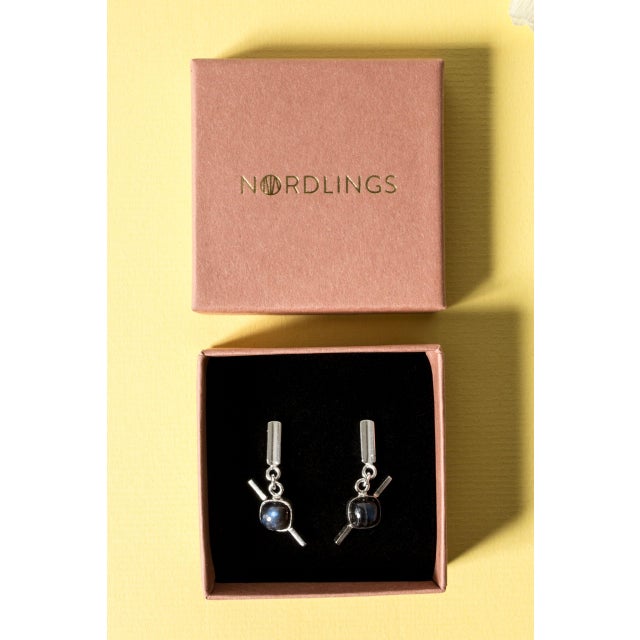 Silver and Spectrolite Earrings from Claës Giertta, 1961, Set of 2 For Sale - Image 4 of 6