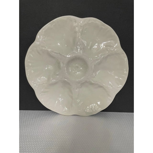 Mid 20th Century French Gien White Oyster Plate For Sale - Image 11 of 12
