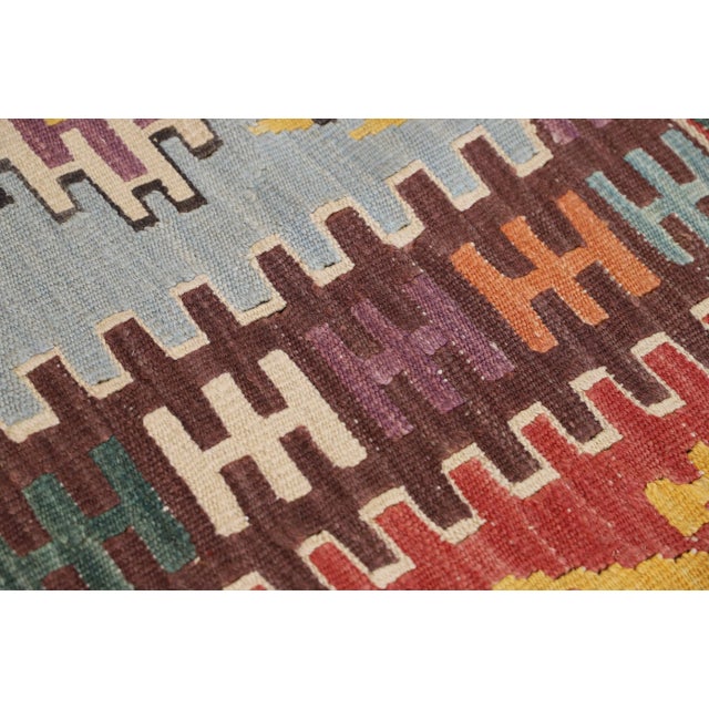 1960s Turkish Traditional Tribal Design Red Hand Knotted Oushak Kilim Rug For Sale - Image 4 of 8