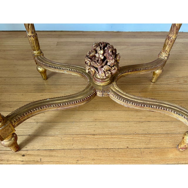 Late 19th Century 19th Century French Louis XVI Style Giltwood Marble Top Oval Side Table For Sale - Image 5 of 8