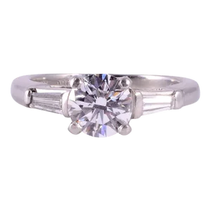 Early 21st Century .92 Carat Center Diamond Platinum Engagement Ring Size 4.75