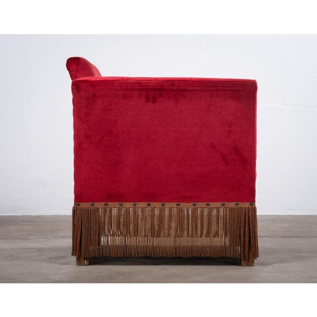 Danish Red Velvet Sofa and Lounge Chair Set, 1950s For Sale - Image 13 of 15