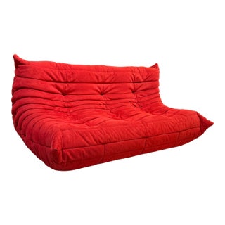 Michel Ducaroy for Ligne Roset Togo Armless Sofa, Alcantara Goya Red For Sale