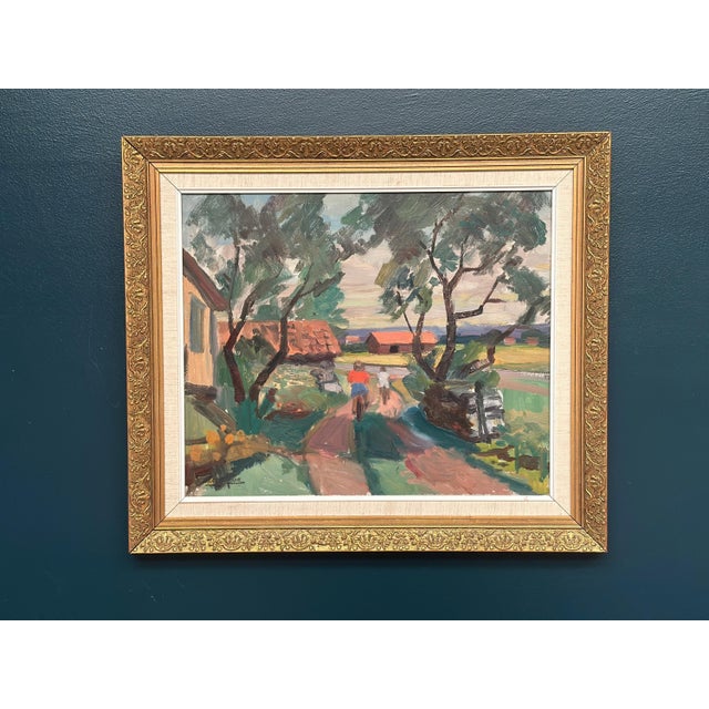 Oskar Person, On Bicycle, 1960s, Oil on Panel, Framed For Sale - Image 7 of 17